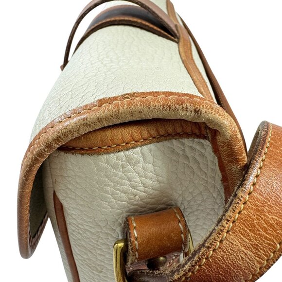 Dooney & Bourke Purse Bag Vintage Pebbled Leather Cream Brown Made in USA - Picture 9 of 13